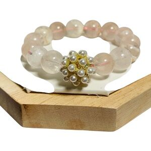 COPY - Elegant Faux Pearl and Pink Flower Agate Beaded Bracelet